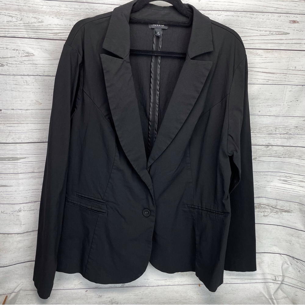 🍁 Torrid Black Blazer Button Up Jacket Coat sz 4 (4X)